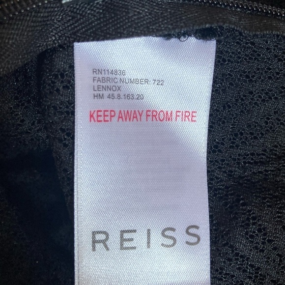 Reiss Lennox Top Scoop Neck Semi Sheer Herringbone Pattern in Black - Picture 7 of 8